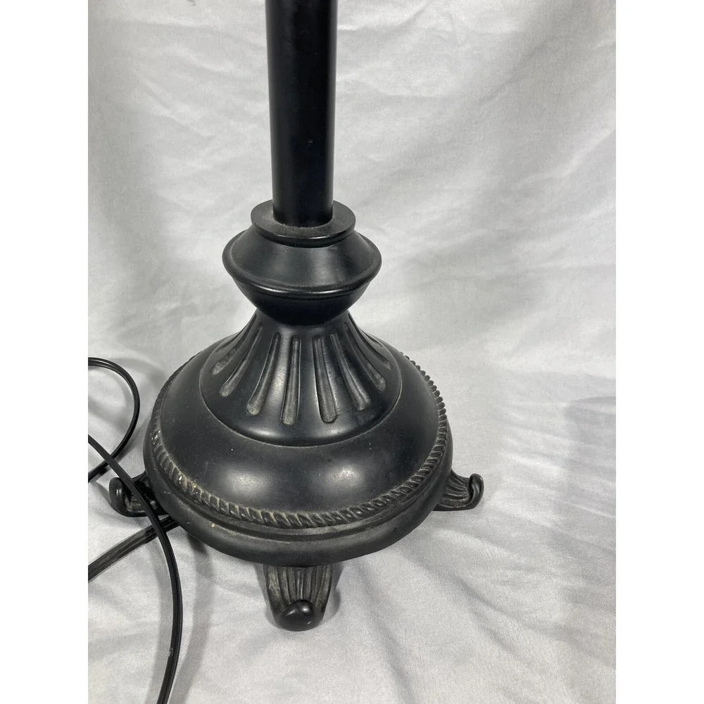 Vintage Bridge Arm Victorian Side Table Night Stand Lamp With Square Black Shade